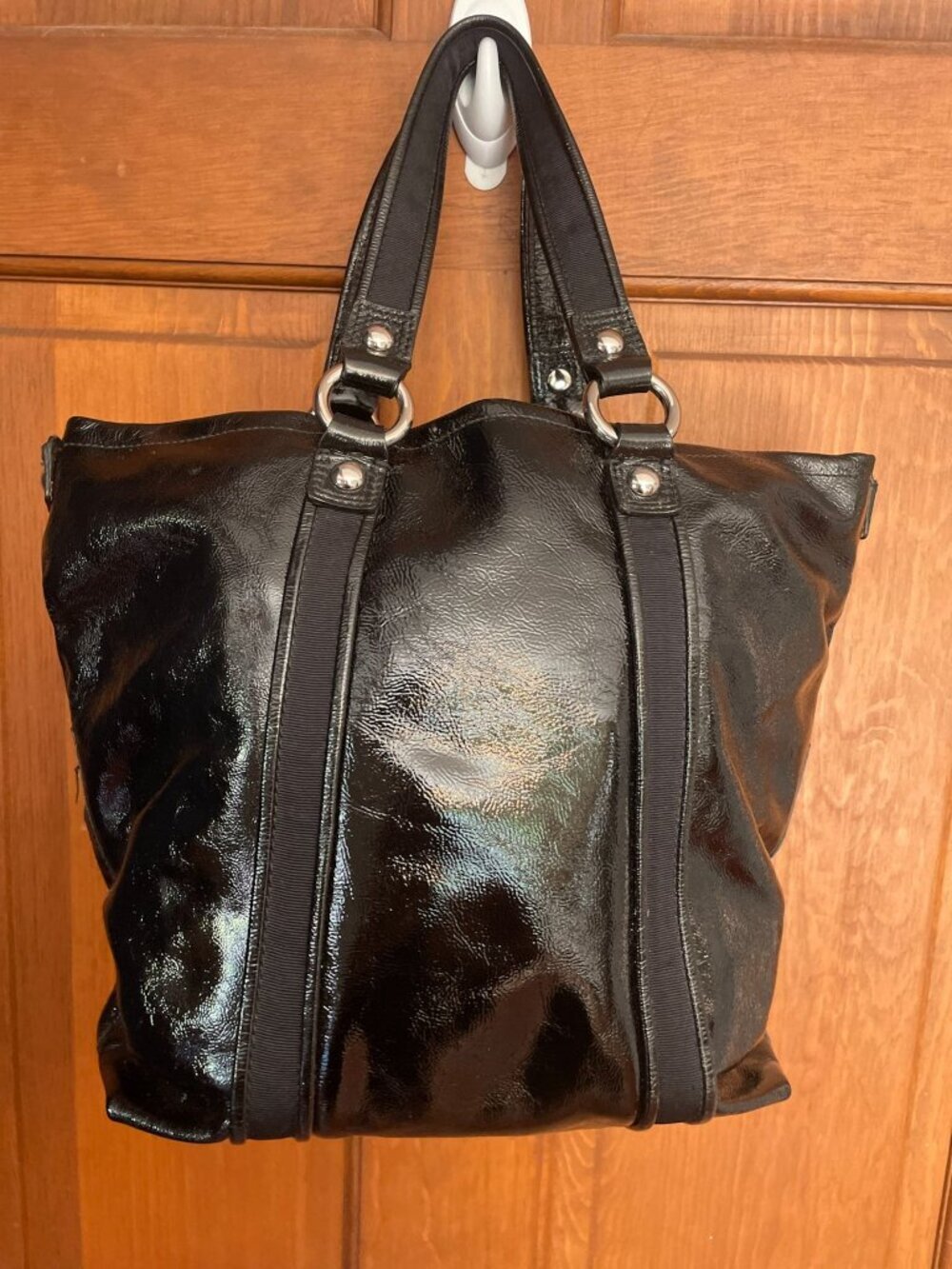 Coach Poppy Liquid Gloss Tote Black Patent Leather Shoulder Bag 13835 Y2K - Picture 2 of 14
